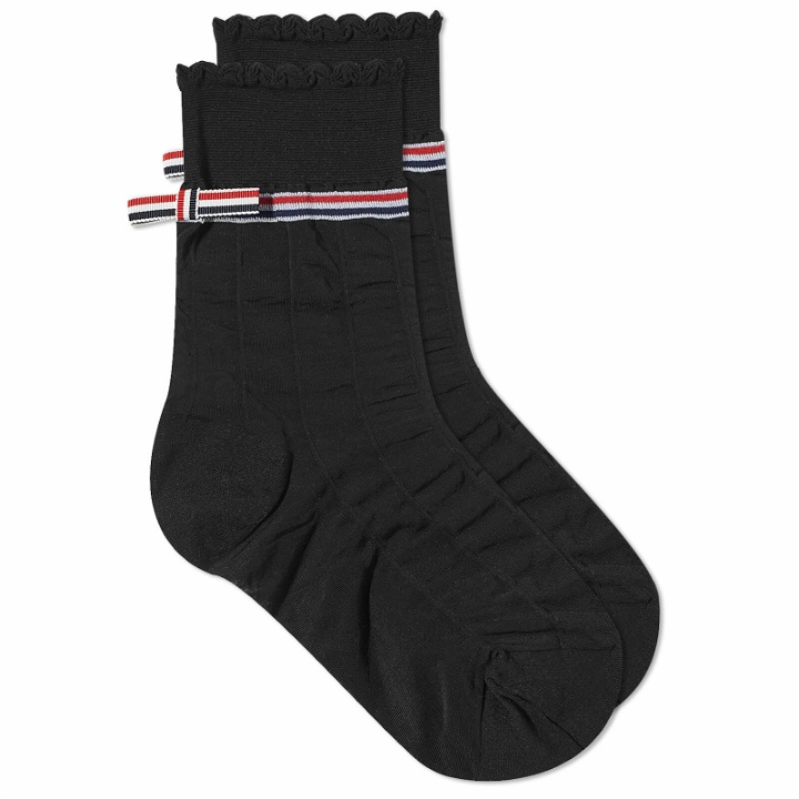 Photo: Thom Browne Women's Ankle Rwb Stripe Ankle Socks in Black