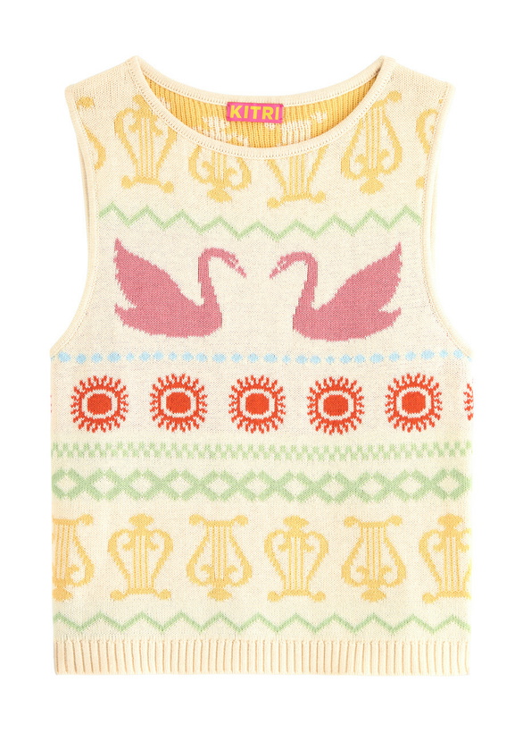 Photo: Kitri Hailey Swan-intarsia Cotton-blend Tank Ivory