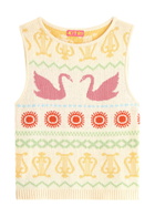 Kitri Hailey Swan-intarsia Cotton-blend Tank Ivory