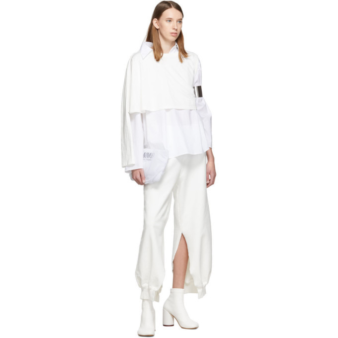 (MM6)ホワイト doubleロングスリーブTシャツ MM6 Maison Margiela White Double Layer Long Sleeve T-Shirt