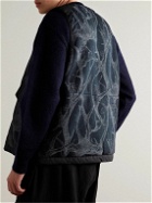 Norbit by Hiroshi Nozawa - Boa CORDURA®-Panelled Printed Fleece Gilet - Blue