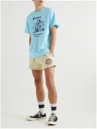 Y,IWO - Wide-Leg Logo-Print Cotton-Jersey Drawstring Shorts - Neutrals