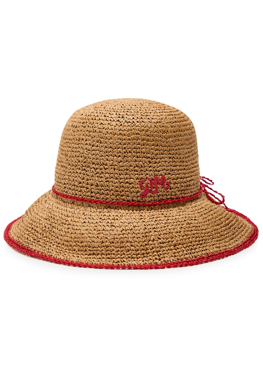 Damson Madder Logo-embroidered Straw sun hat - Natural - One Size