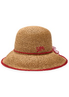 Damson Madder Logo-embroidered Straw sun hat - Natural - One Size