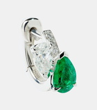 Repossi Serti Sur Vide 18kt white gold single earring with diamonds and emerald