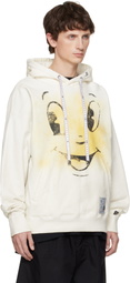 Maison MIHARA YASUHIRO White Happy Face Printed Distressed Hoodie