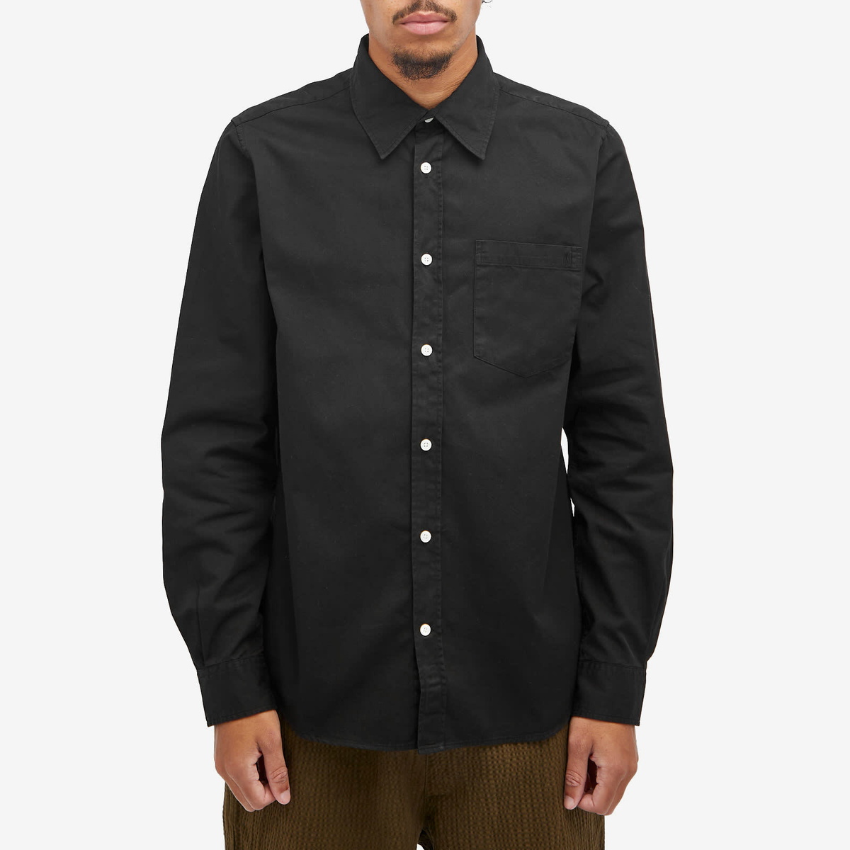 Norse Projects Men's Osvals Twill Button Down Shirt in Black