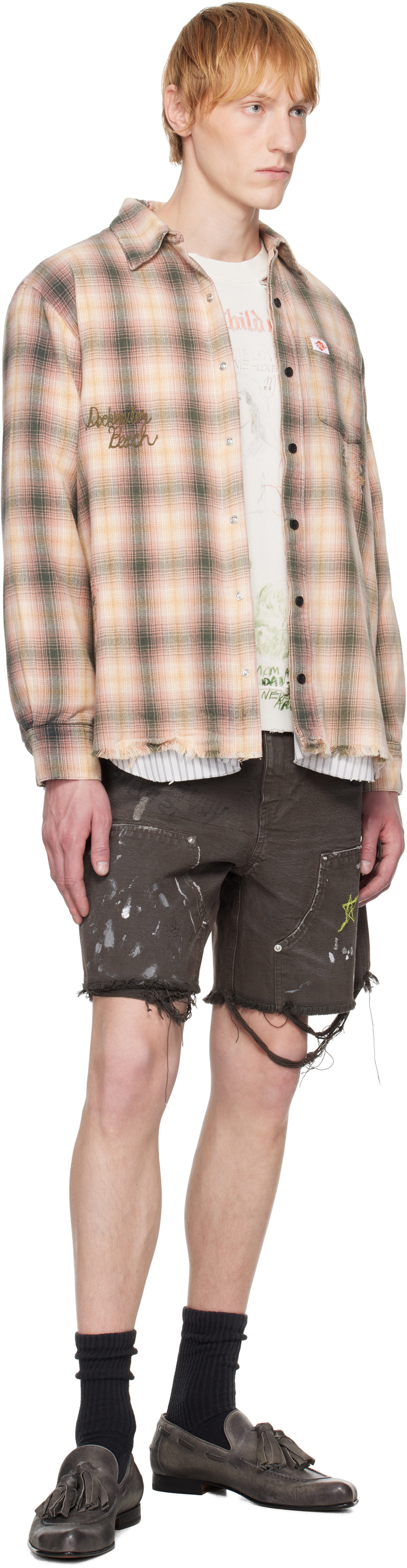 PALY Tan & Pink 'Dockweiler' Flannel Overshirt