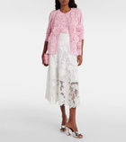 Oscar de la Renta Floral lace-trimmed silk-blend top