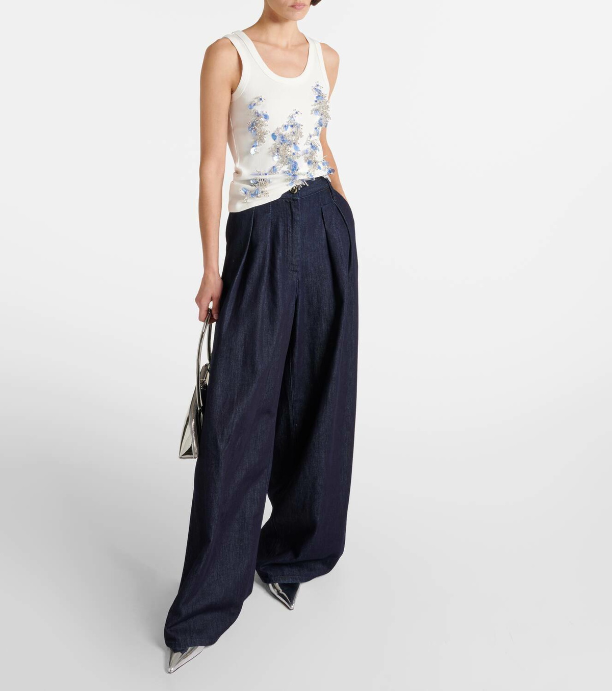 Xu Zhi Beaded ribbed-knit tank top