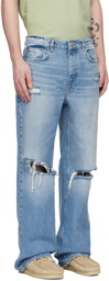 FRAME Blue Extra Wide-Leg Jeans