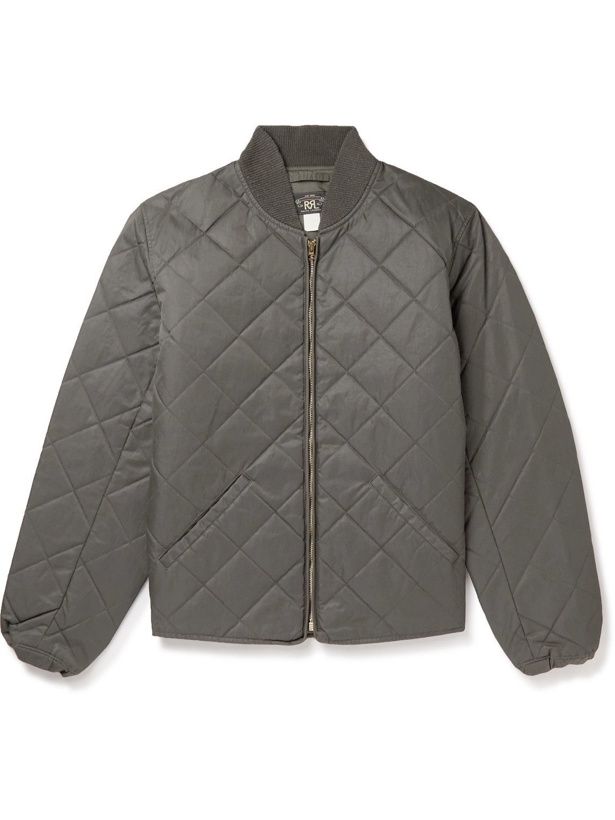 Photo: RRL - Coalville Quilted Recycled Shell Bomber Jacket - Gray