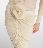 Magda Butrym Floral-appliqué ruched midi skirt