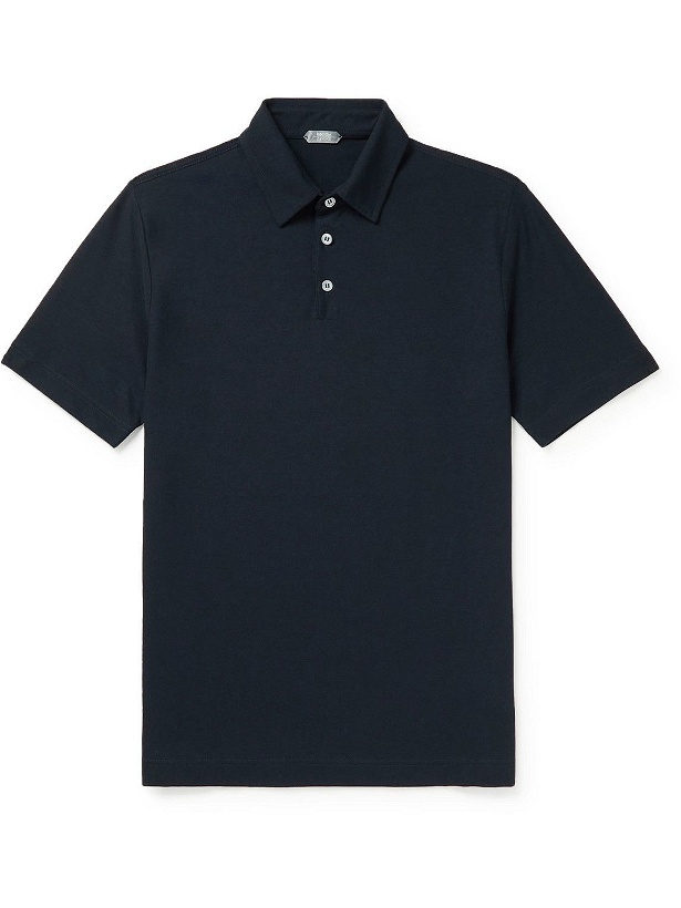 Photo: Incotex - Slim-Fit Ice Cotton-Jersey Polo Shirt - Blue