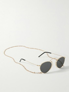 Gucci Eyewear - Round-Frame Gold-Tone Sunglasses with Chain