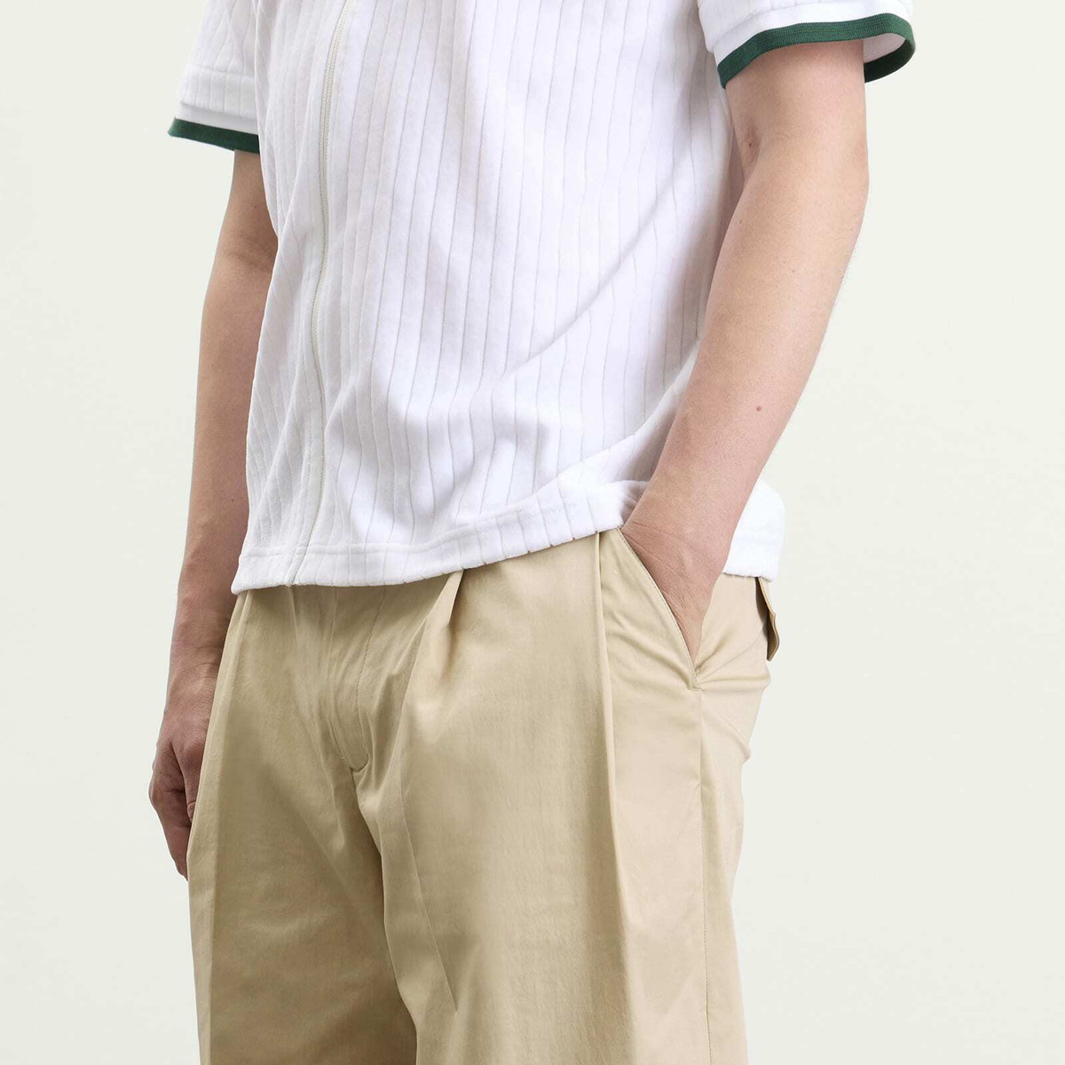 Casablanca Men's Pleated Straight Leg Trouser in Beige