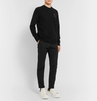 Alexander McQueen - Slim-Fit Suede Elbow-Patch Embellished Wool and Cashmere-Blend Sweater - Black