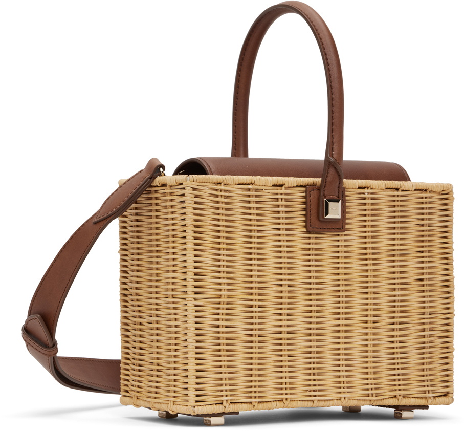 Max Mara Beige & Brown Cestoswicker Bag Max Mara