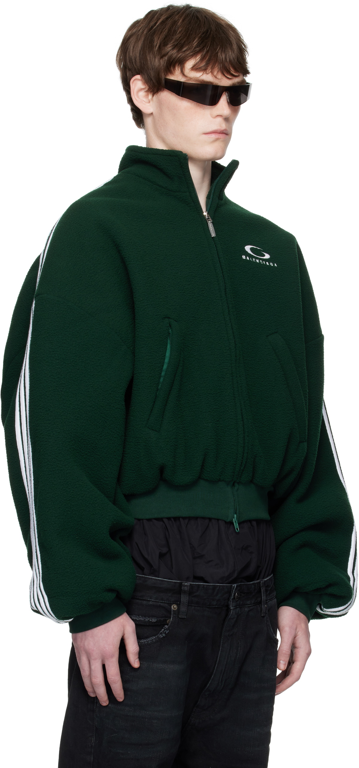 Balenciaga Green Loop Sports Icon Round Zip-Up Jacket Balenciaga