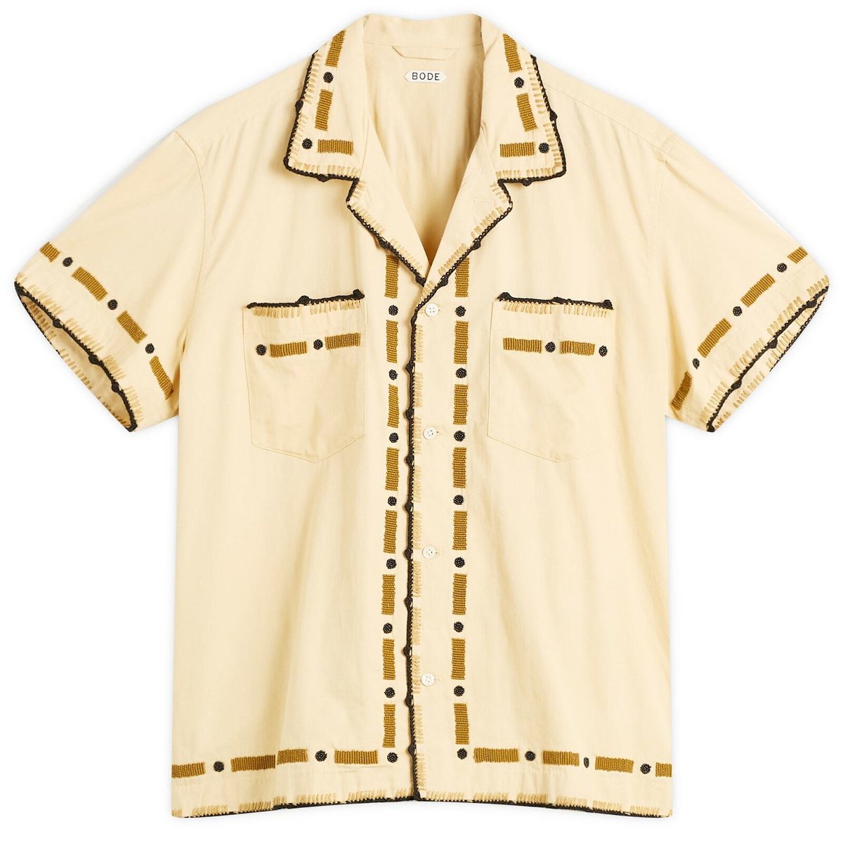 Bode White Embroidered Nouveau Fleur Shirt Bode