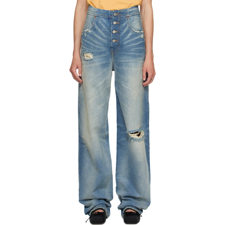 Photo: MM6 Maison Margiela Blue Distressed Jeans