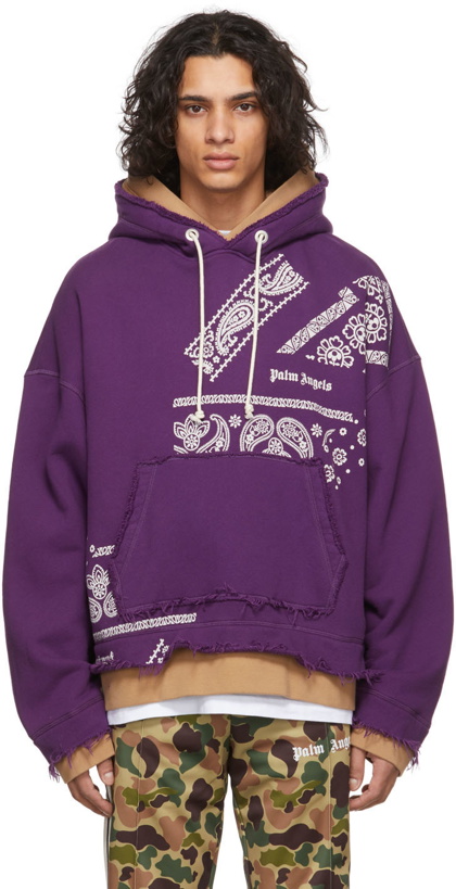 Photo: Palm Angels Purple Bandana Print Hoodie