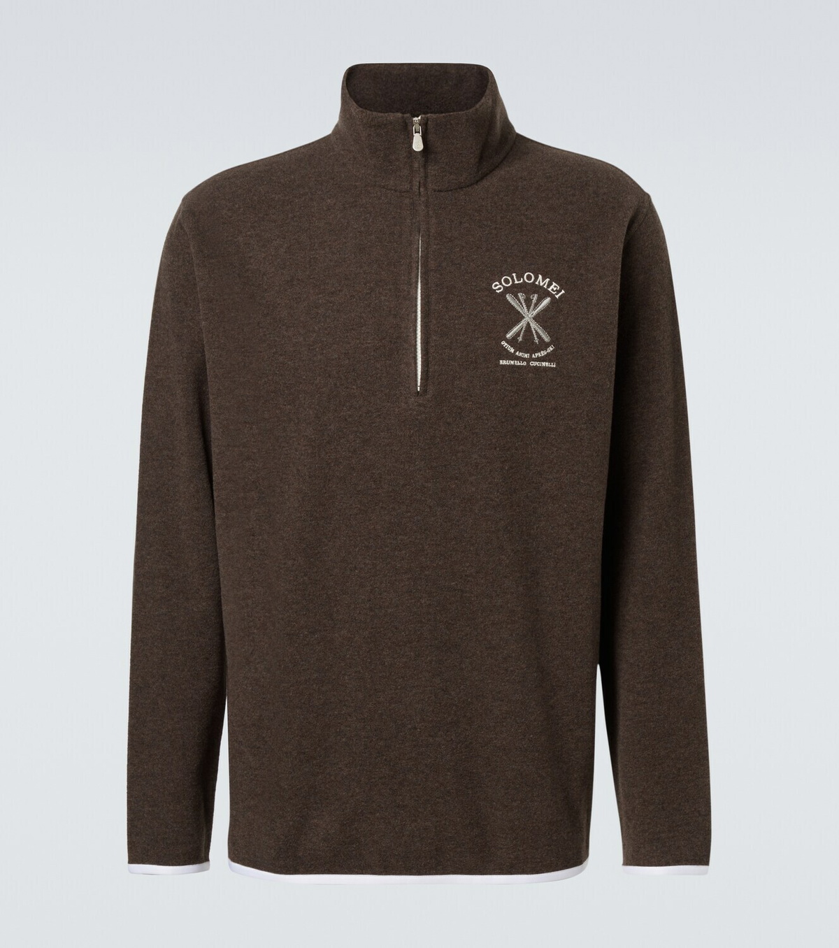 Brunello Cucinelli Cashmere and cotton-blend half-zip sweatshirt