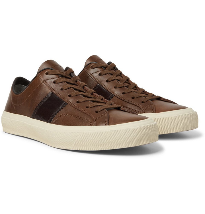 Photo: TOM FORD - Cambridge Leather Sneakers - Brown