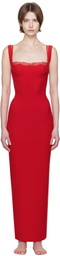 SKIMS Red Soft Lounge Lace Tank Maxi Dress