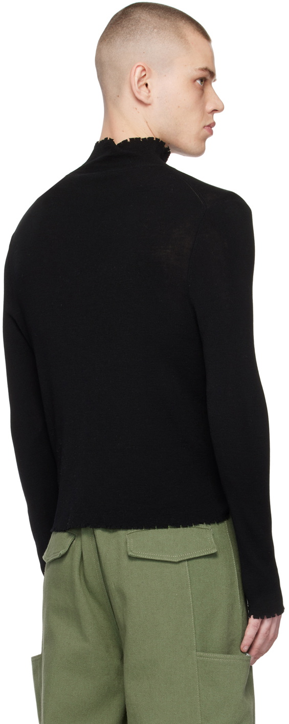 CALVINLUO Black Distressed Turtleneck