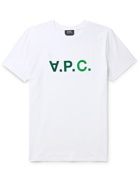 A.P.C. - VPC Logo-Flocked Cotton-Jersey T-Shirt - White