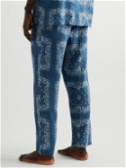 Desmond & Dempsey - Tapered Printed Linen Pyjama Trousers - Blue