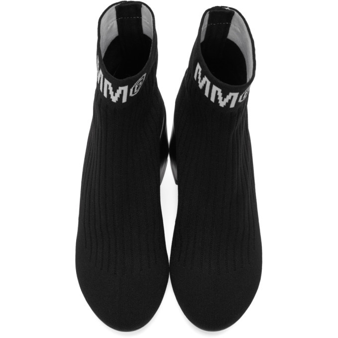 MM6 Maison Martin Margiela Black Logo Sock Boots MM6 Maison