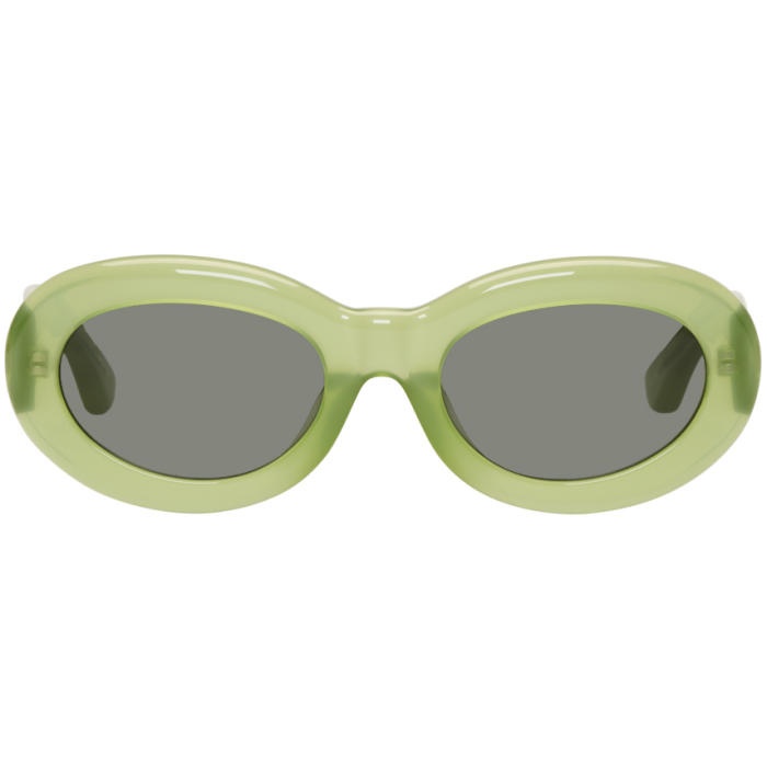 Photo: Dries Van Noten Green Linda Farrow Edition Oval 135 Sunglasses