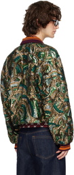Dries Van Noten Green Embroidered Bomber Jacket