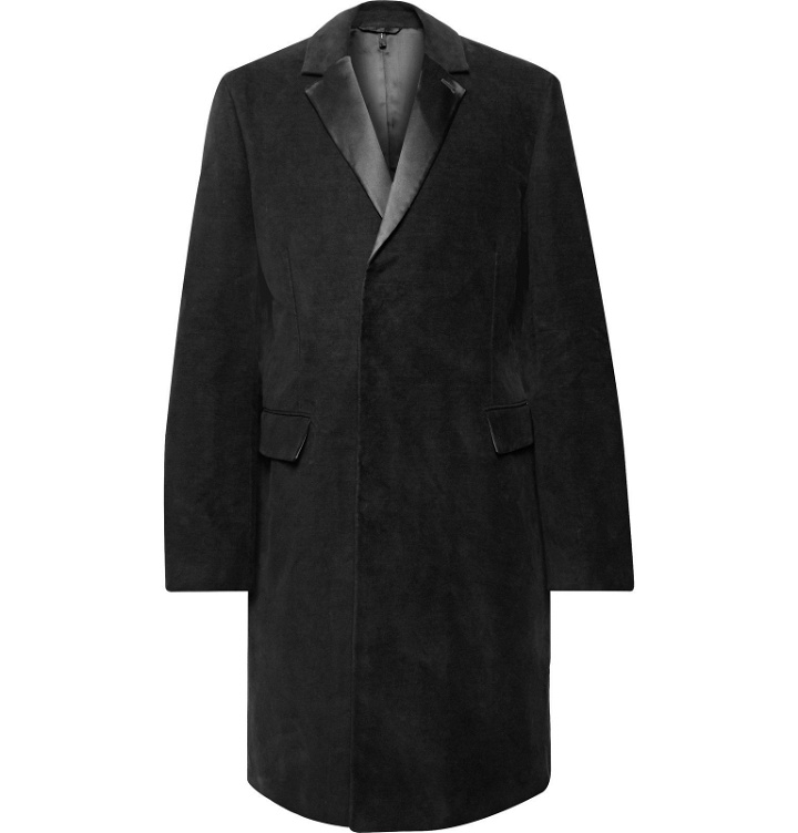 Photo: Helmut Lang - Silk-Trimmed Cotton-Moleskin Overcoat - Black