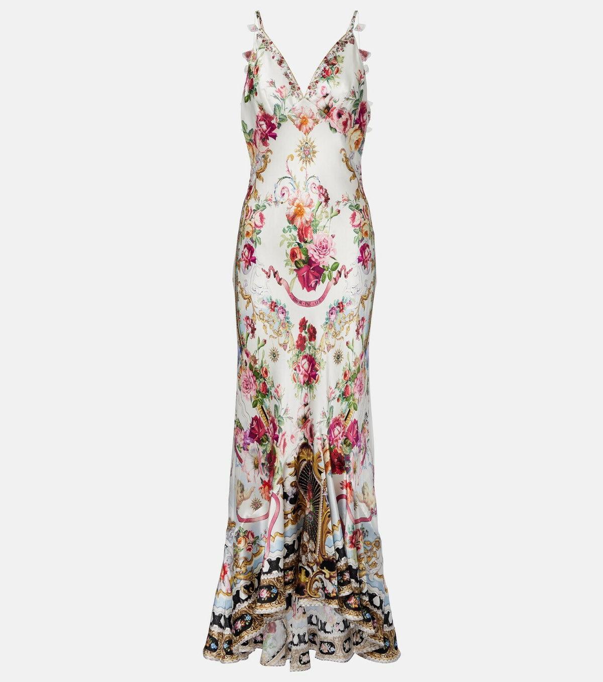 Camilla Floral silk satin maxi dress