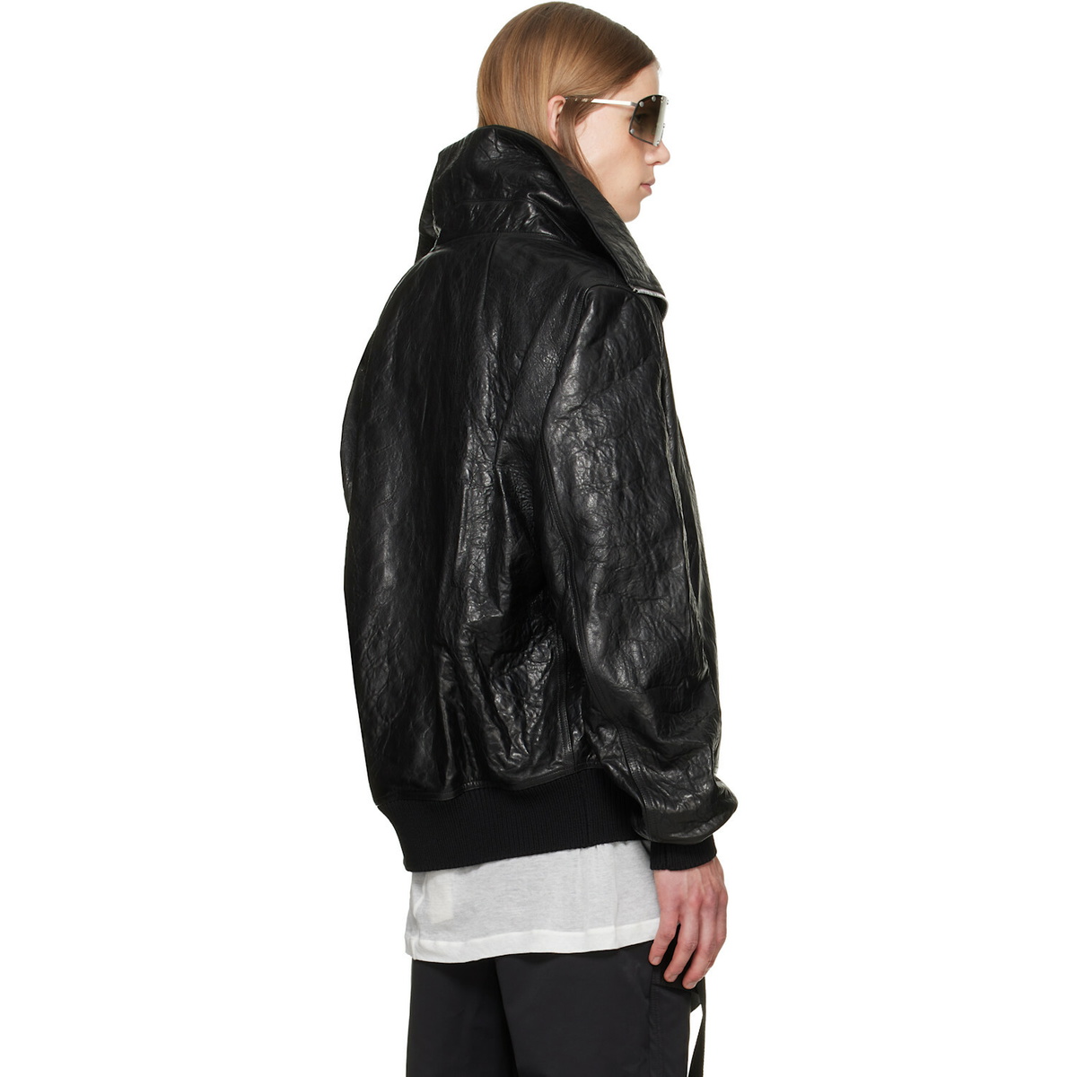 Rick Owens Black Tower Dracuflight Leather Jacket
