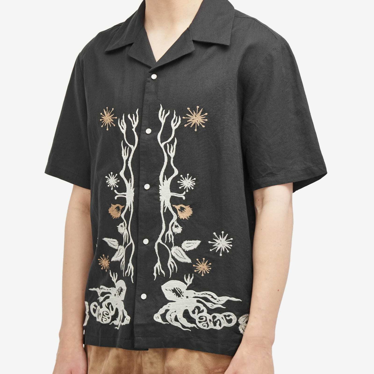 Magic Castles Men's Dancers Vacation Shirt in Charcoal Linen