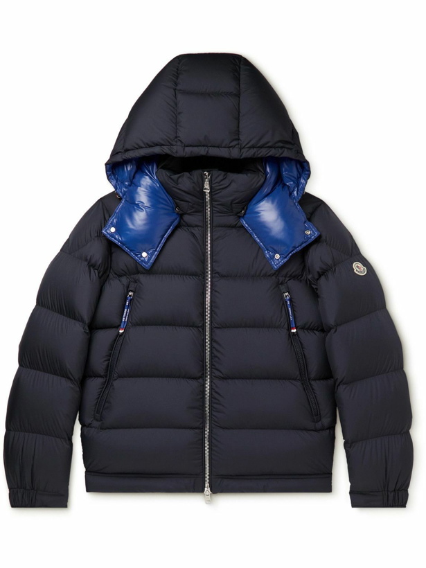Photo: Moncler - Logo-Appliquéd Colour-Block Quilted Shell Hooded Down Jacket - Blue