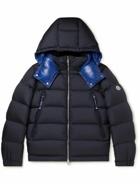 Moncler - Logo-Appliquéd Colour-Block Quilted Shell Hooded Down Jacket - Blue