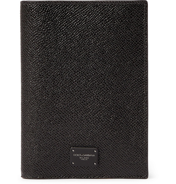 Photo: DOLCE & GABBANA - Logo-Appliquéd Pebble-Grain Leather Bifold Wallet - Black