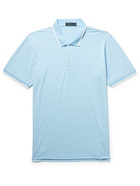 G/FORE - Striped Perforated Stretch-Jersey Golf Polo Shirt - Blue