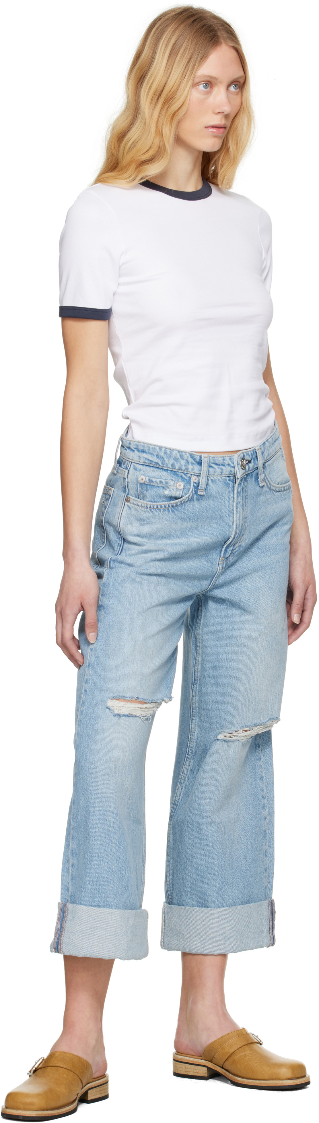 rag & bone White Mia Ringer T-shirt Rag and Bone