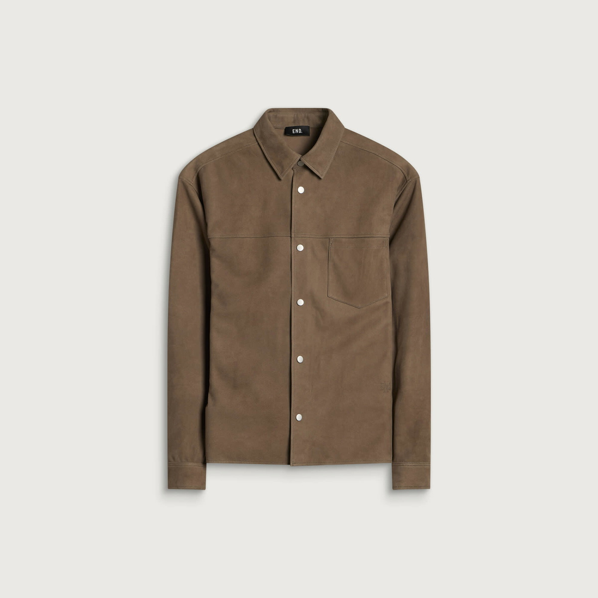 END. Task Suede Leather Shirt in Khaki