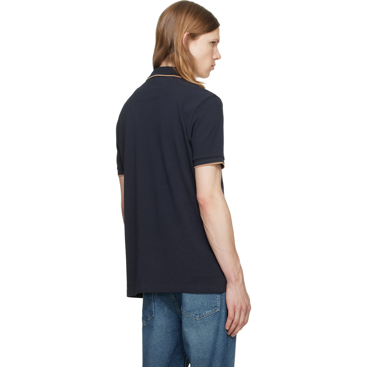 BOSS Navy Paddy Cotton Piqué Polo