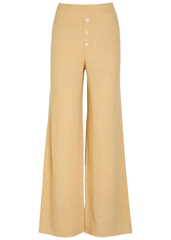 Photo: Guest In Residence Everywear Wide-leg Cashmere and Linen-blend Trousers Yellow