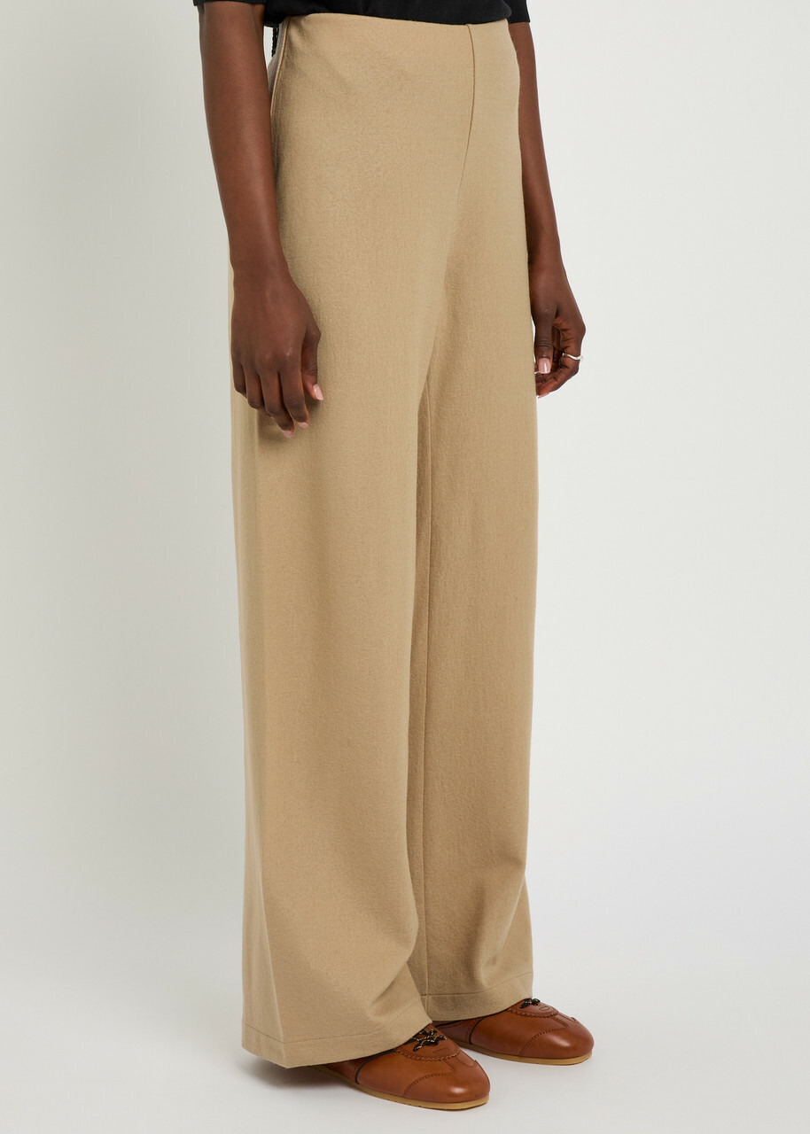 Eileen Fisher Wide-leg Wool Trousers Beige