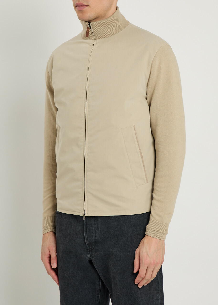 Tods Ribbed-knit and Cotton Jacket Off White
