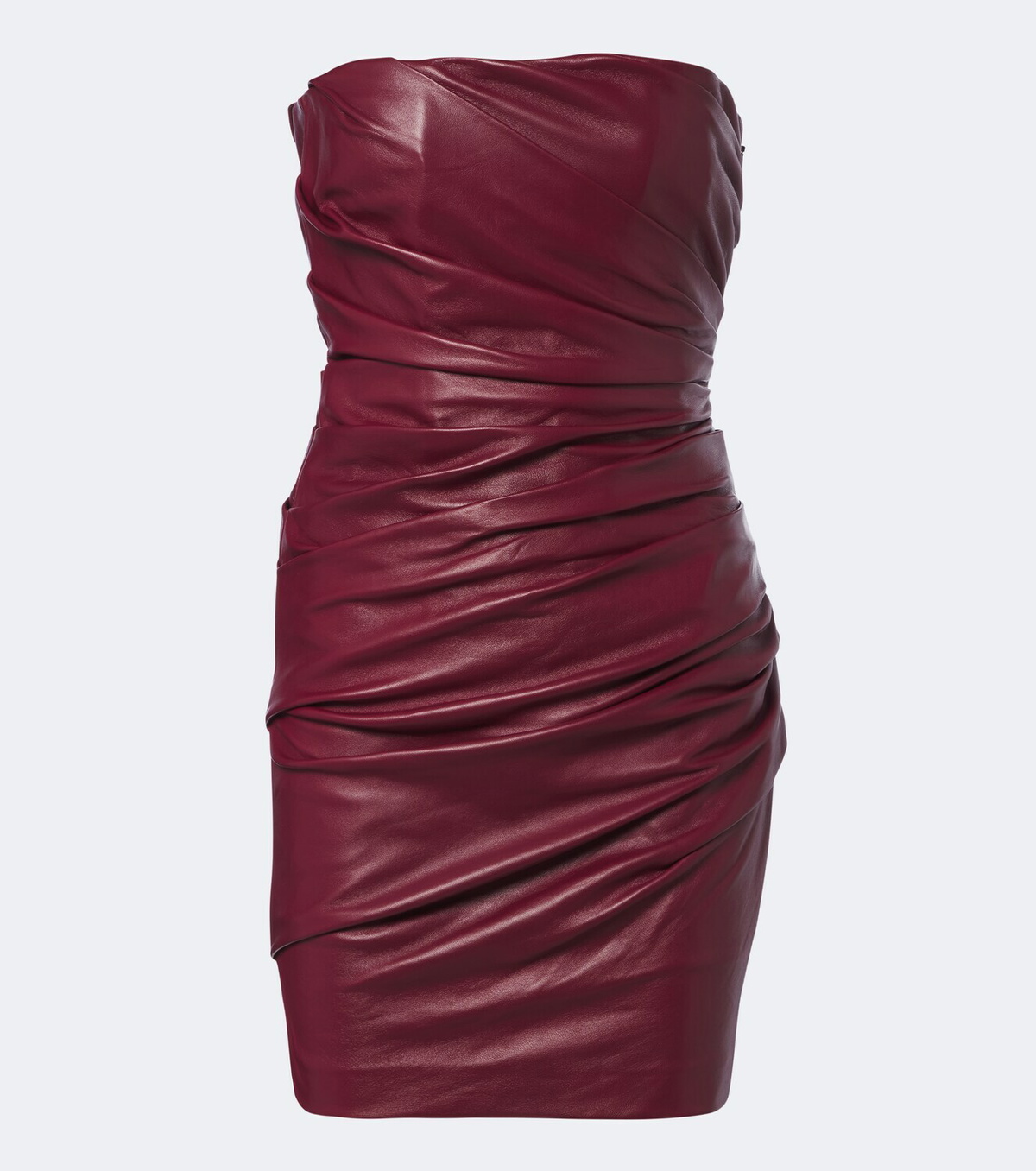 Alex Perry Ruched leather bustier dress